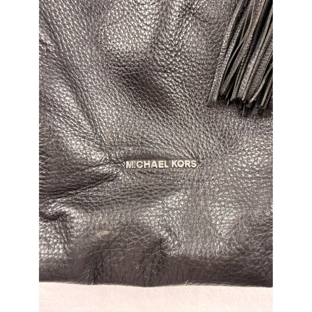 Michael Kors Weston Black Pebbled Leather Hobo Bag Silver Accent Large Crossbody